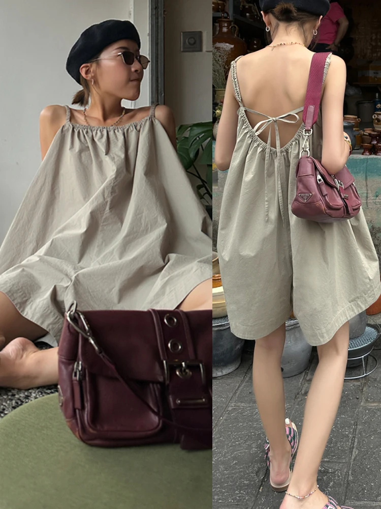 V-Neck Backless Strap Romper Women's Casual Loose Fit Summer Spring Wide Leg Pants High Waist Cotton Spandex Blend
V-Neck Backless Strap Romper Women's Casual Loose Fit Summer Spring Wide Leg Pants High Waist Cotton Spandex Blend