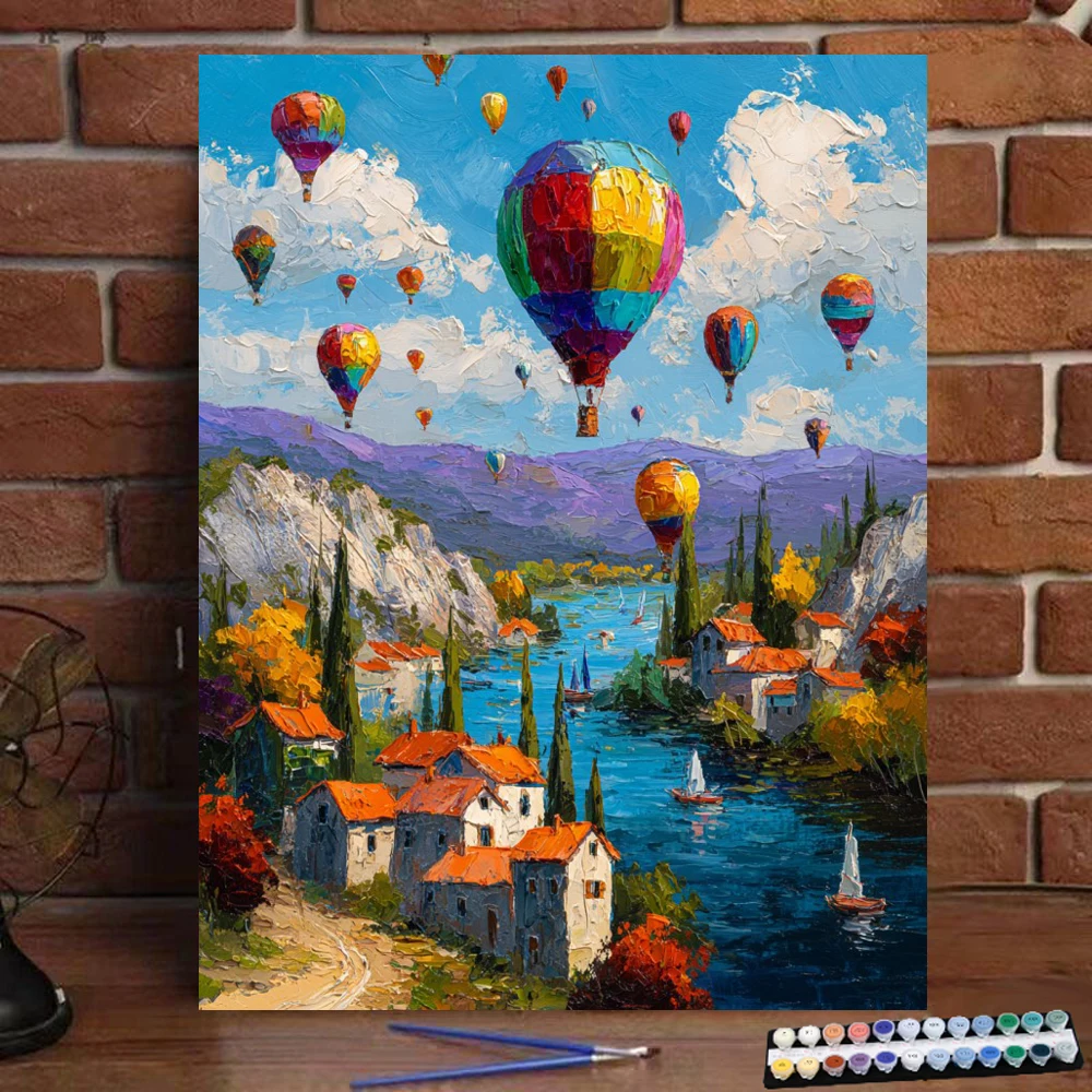 Painting by Numbers Oil colored Colorful Hot Air Balloon Town Digital Painting Handmade Adult Children Gift Wall Decoration D
Painting by Numbers Oil colored Colorful Hot Air Balloon Town Digital Painting Handmade Adult Children Gift Wall Decoration D