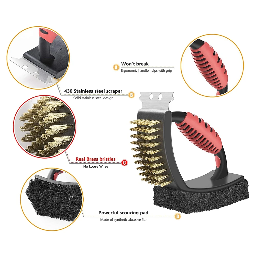 JLMC Grill Brush Grill Accessories Brass Grill Cleaning Brush 3 in 1 Multifunction BBQ Cleaning Brush Cleaning Brush Bristles
JLMC Grill Brush Grill Accessories Brass Grill Cleaning Brush 3 in 1 Multifunction BBQ Cleaning Brush Cleaning Brush Bristles