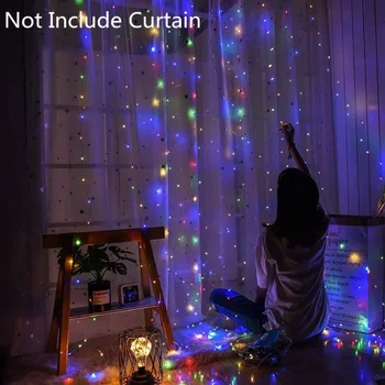 USB Curtain Light with 8 Modes – 200 Led Fairy String, Remote Controlled for Events (Color)