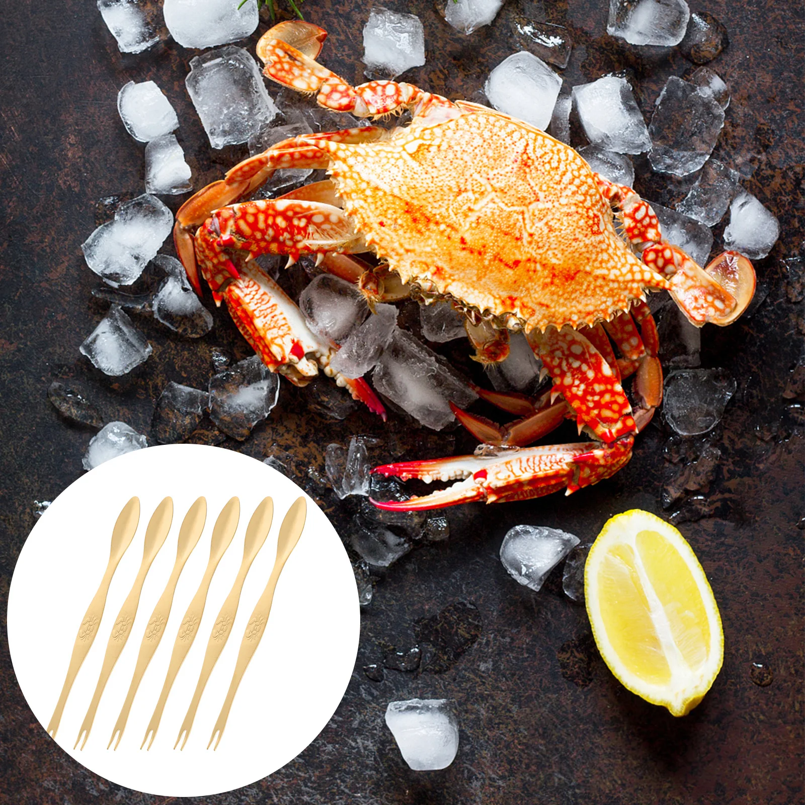 6pcs Crab Needle Spoon Fork Picks Stainless Steel Seafood Tool Set Silverware Cracking Lobster Eating Accessories 
6pcs Crab Needle Spoon Fork Picks Stainless Steel Seafood Tool Set Silverware Cracking Lobster Eating Accessories