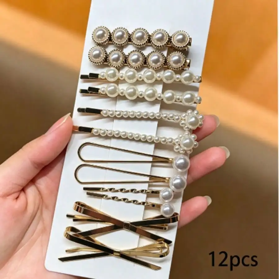 12pcs/Set Women's Fashionable Elegant Cute Faux Pearl Multi-Function Metal Hair Clips, Suitable For Daily Wear And Party
12pcs/Set Women's Fashionable Elegant Cute Faux Pearl Multi-Function Metal Hair Clips, Suitable For Daily Wear And Party