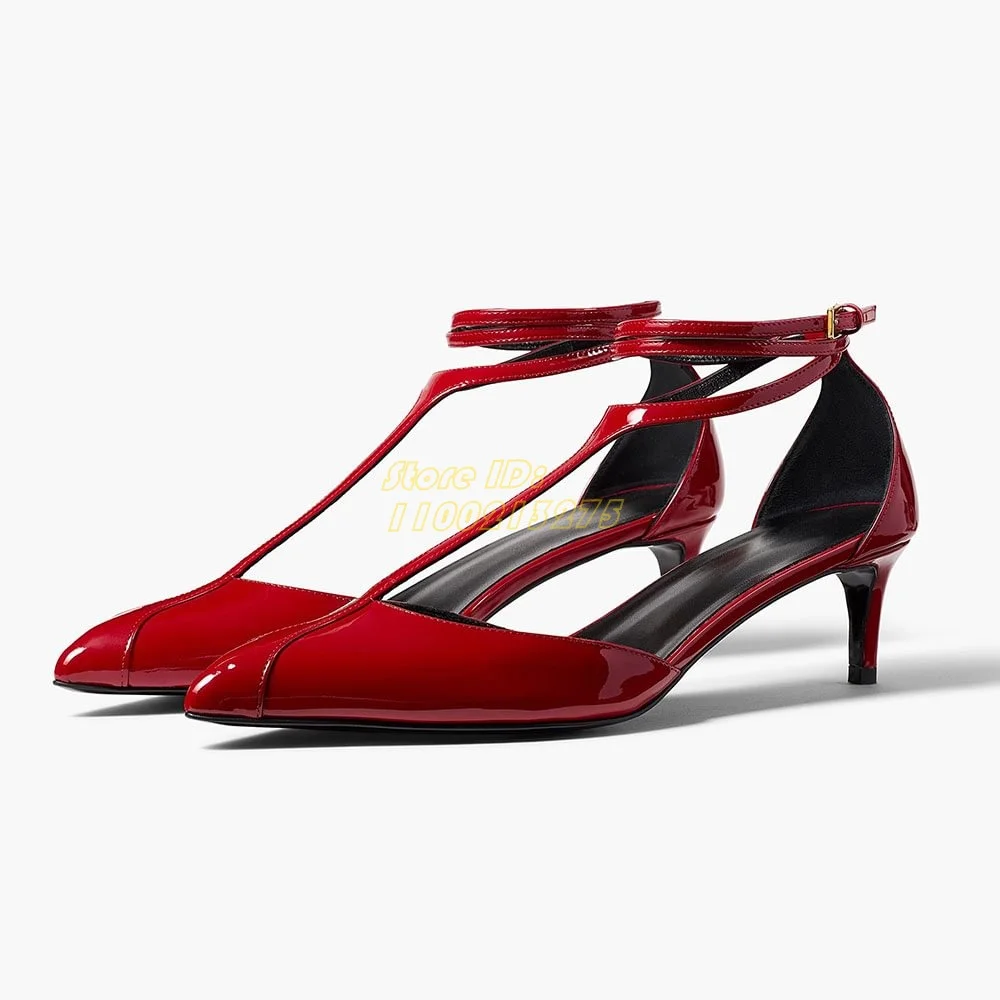 Red Pumps Patent Pointed Toe Kitten Heel T-Strap Ankle Wrap Around Black White Thin High Heels Ankle Buckle Strap Solid Fashion
Red Pumps Patent Pointed Toe Kitten Heel T-Strap Ankle Wrap Around Black White Thin High Heels Ankle Buckle Strap Solid Fashion