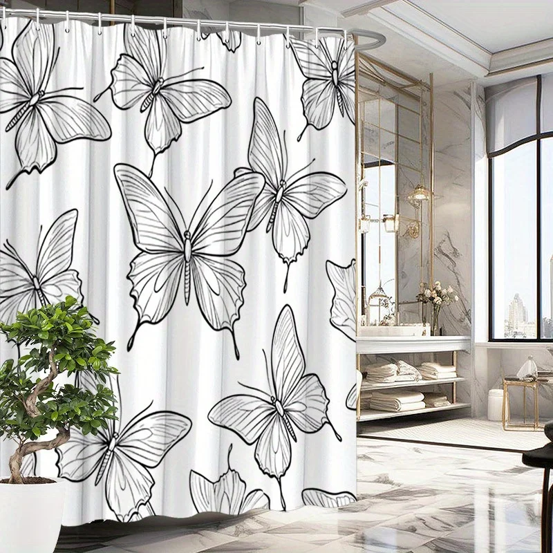 Black Abstract Shapes Shower Curtain - Random Rectangles, Squares & Dots, Playful Minimalist Design, Polyester, Bathtub Decor
Black Abstract Shapes Shower Curtain - Random Rectangles, Squares & Dots, Playful Minimalist Design, Polyester, Bathtub Decor