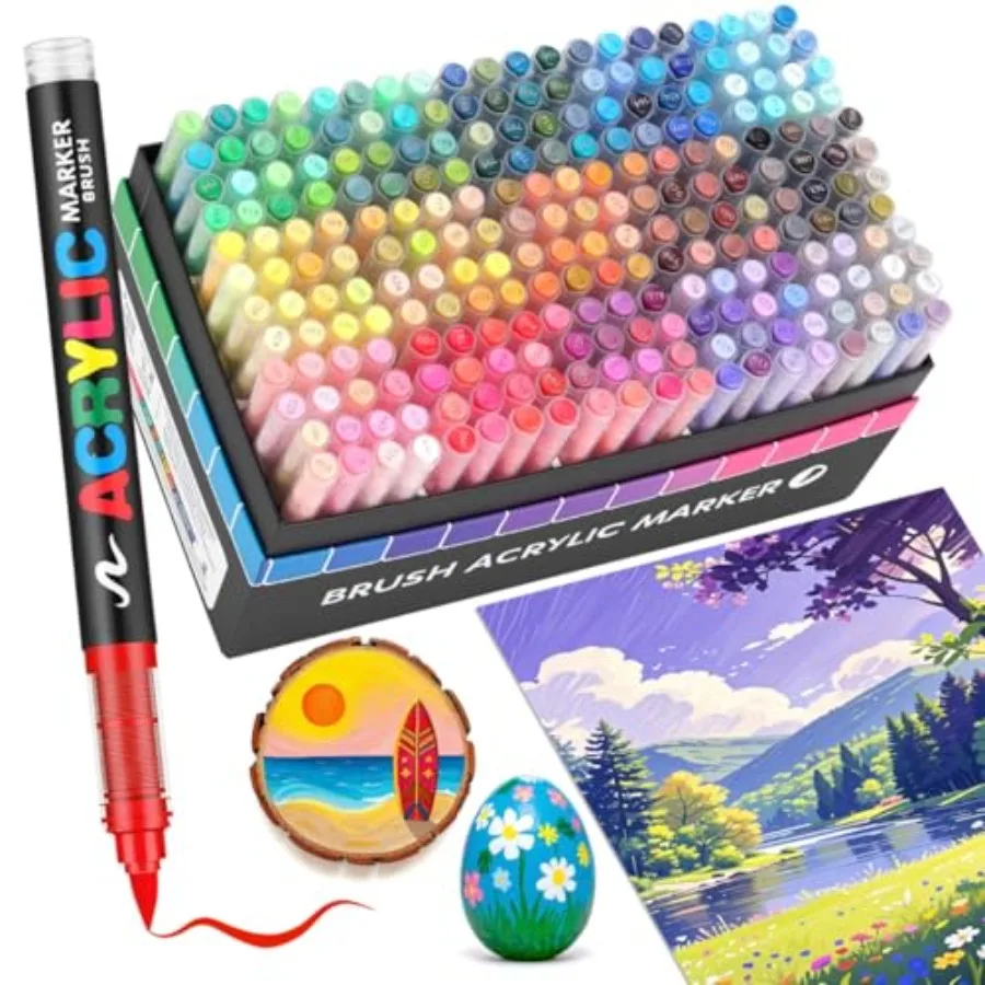 240 Acrylic Paint Markers, Brush Tip Acrylic Paint Pens, Quick-Drying Waterproof Ink, for Rock Painting Plastic Wood Canvas Gla
240 Acrylic Paint Markers, Brush Tip Acrylic Paint Pens, Quick-Drying Waterproof Ink, for Rock Painting Plastic Wood Canvas Gla