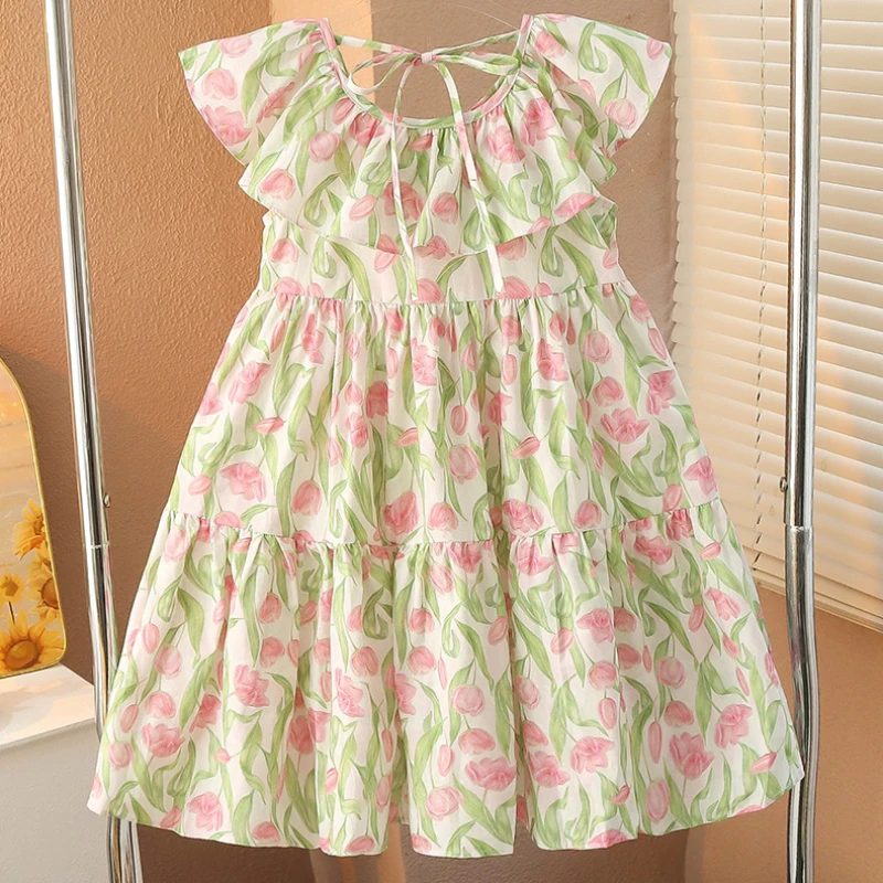 2025 Girls Cotton Dress Children's Summer Tulip Floral Print Sweet 4 -12 Years old Kids Costume Green Pink Princess Dresses
2025 Girls Cotton Dress Children's Summer Tulip Floral Print Sweet 4 -12 Years old Kids Costume Green Pink Princess Dresses
