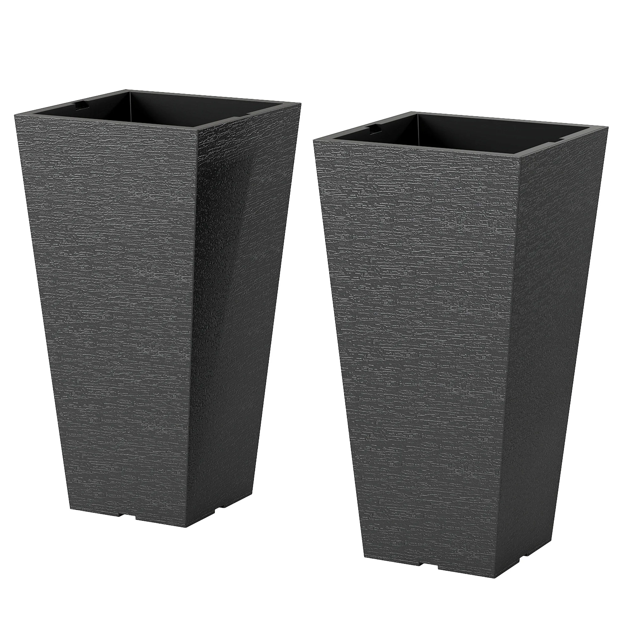 23 Inch Tall Planters for Outdoor Plants, Set of 2 Plastic Flower Pots, for Front Door Patio Garden Use, Black
23 Inch Tall Planters for Outdoor Plants, Set of 2 Plastic Flower Pots, for Front Door Patio Garden Use, Black