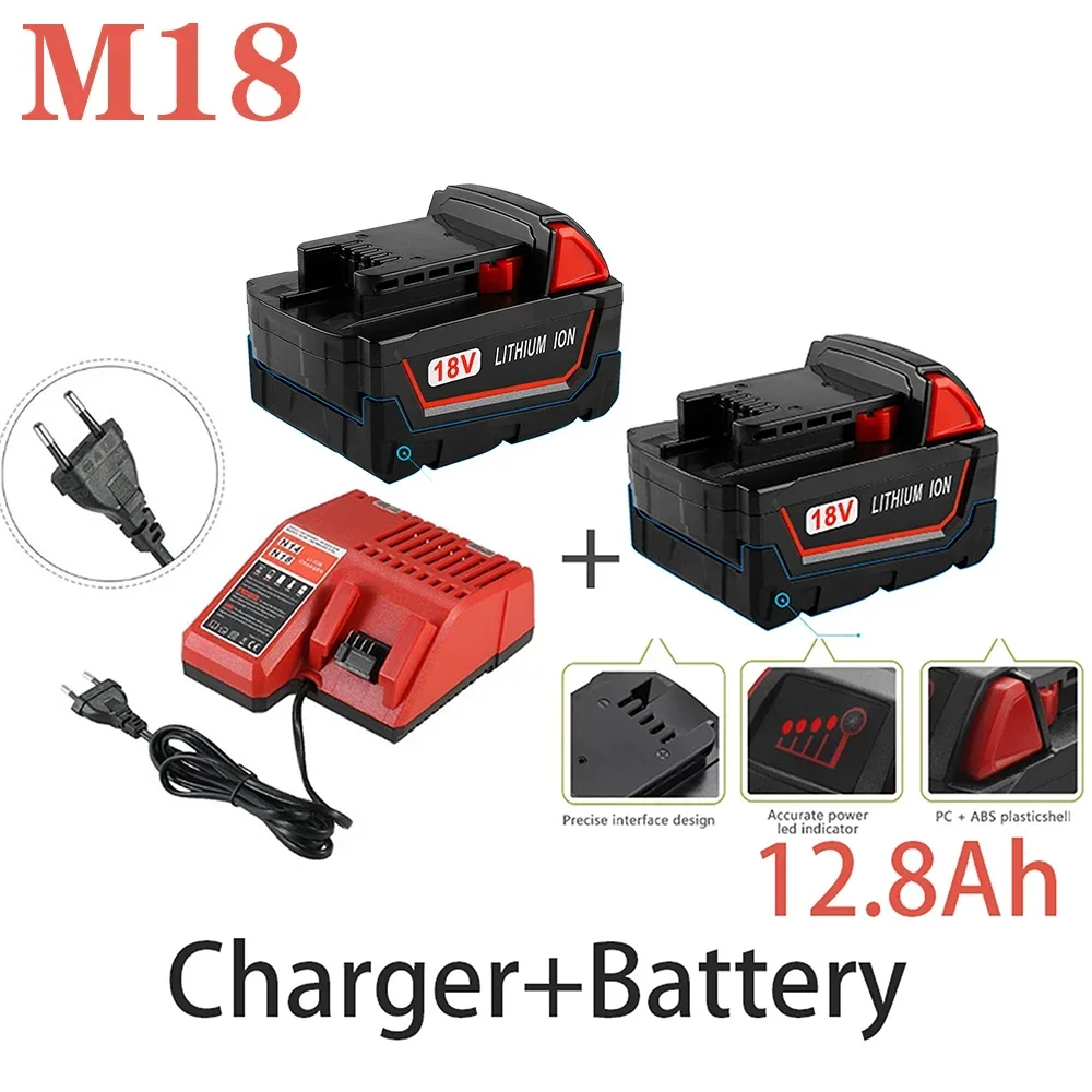 Original 18V 12800mAh Replacemet Lithium ion 12.8Ah Battery for Milwaukee Xc M18 M18B Cordless Tools Batteries+Charger
Original 18V 12800mAh Replacemet Lithium ion 12.8Ah Battery for Milwaukee Xc M18 M18B Cordless Tools Batteries+Charger