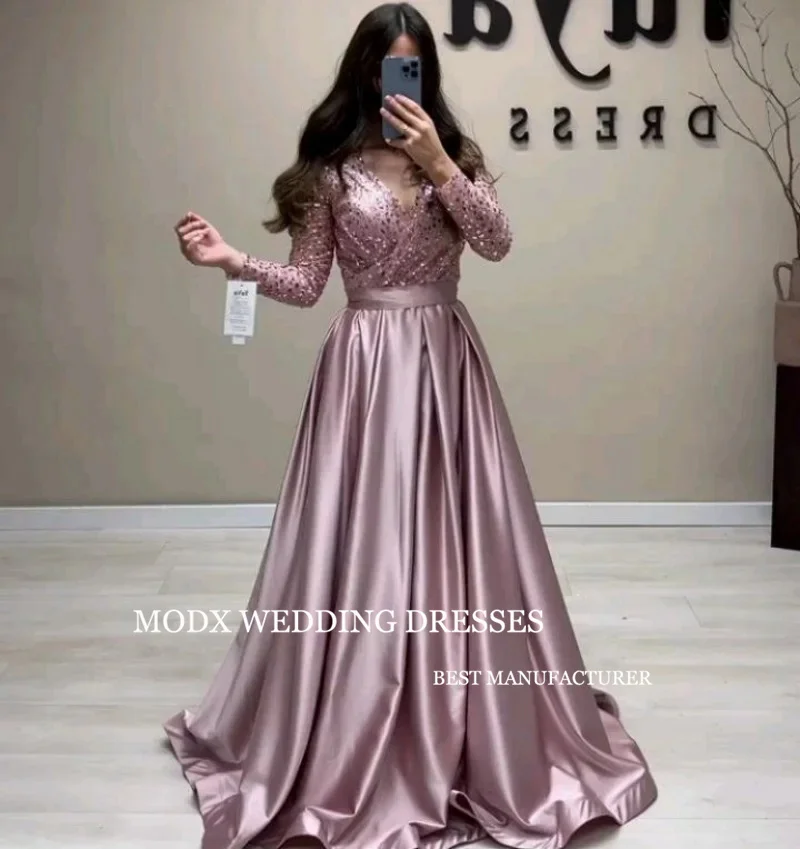 MODX A-Line V-Neck Long Evening Gown Robe De Soirée Custom Made Formal Party Dress Glitter Satin Long Sleeves Ruched Prom Dresse
MODX A-Line V-Neck Long Evening Gown Robe De Soirée Custom Made Formal Party Dress Glitter Satin Long Sleeves Ruched Prom Dresse