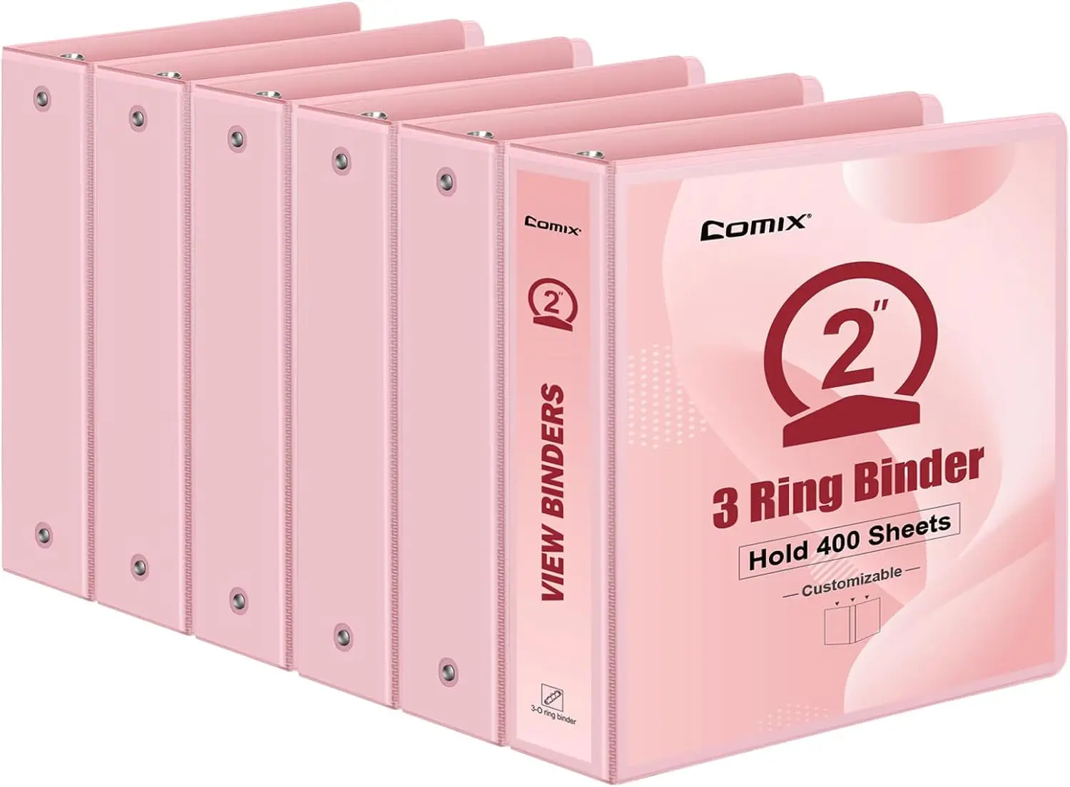 2 Inch Round Ring Binder, 6 Pack, Holds 400 Sheets, Clear View Cover, Pink
2 Inch Round Ring Binder, 6 Pack, Holds 400 Sheets, Clear View Cover, Pink
