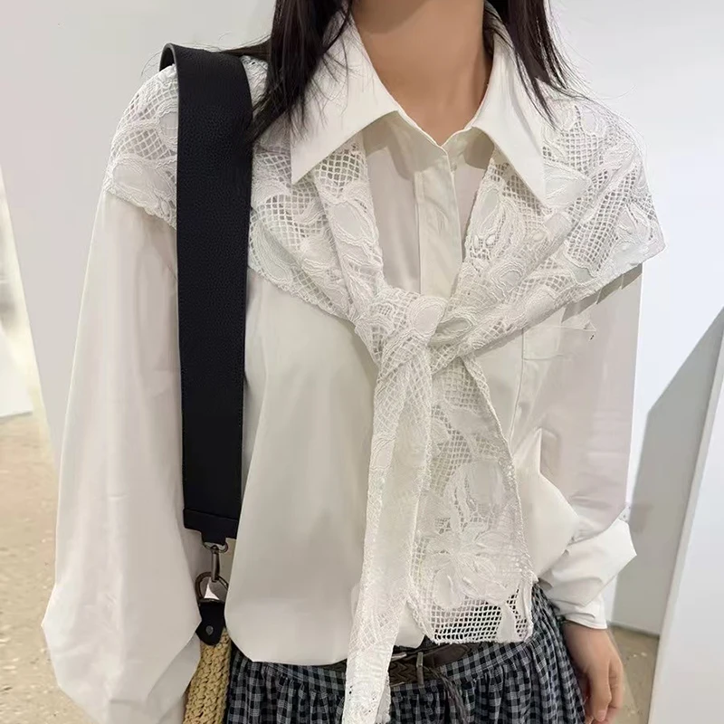 Women's Patchwork Hollow Embroidery Shawl Long Shirt, Fashion Versatile White Blouse, High Quality Blouse, Spring, New 2025
Women's Patchwork Hollow Embroidery Shawl Long Shirt, Fashion Versatile White Blouse, High Quality Blouse, Spring, New 2025