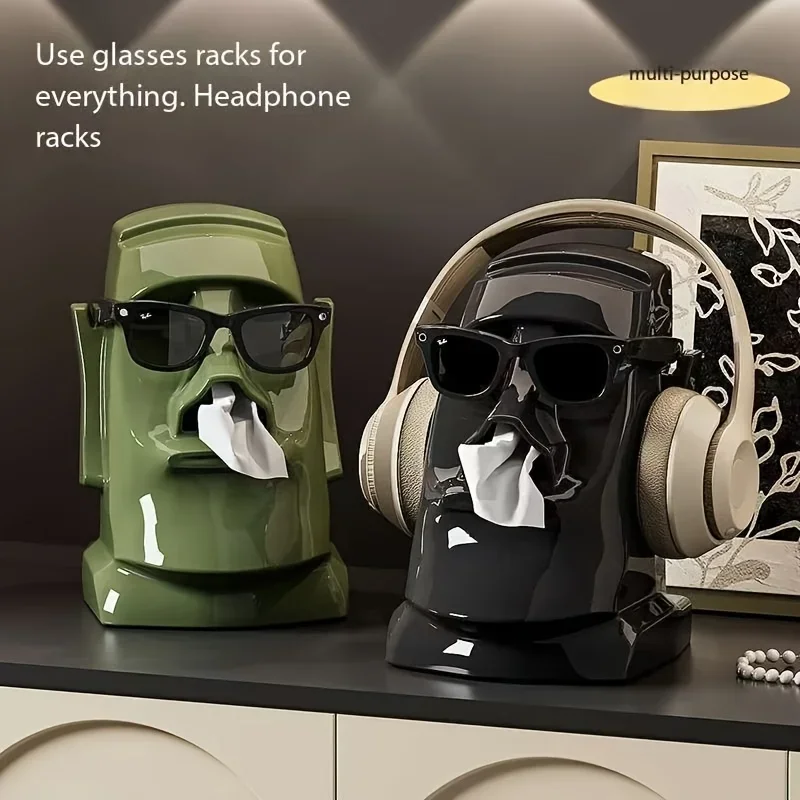 Creative 3-in-1 Tissue Box ABS Moai Statue Headphone Stand Multi-functional Headphone Display Stand Bedroom Headphone Decoration
Creative 3-in-1 Tissue Box ABS Moai Statue Headphone Stand Multi-functional Headphone Display Stand Bedroom Headphone Decoration