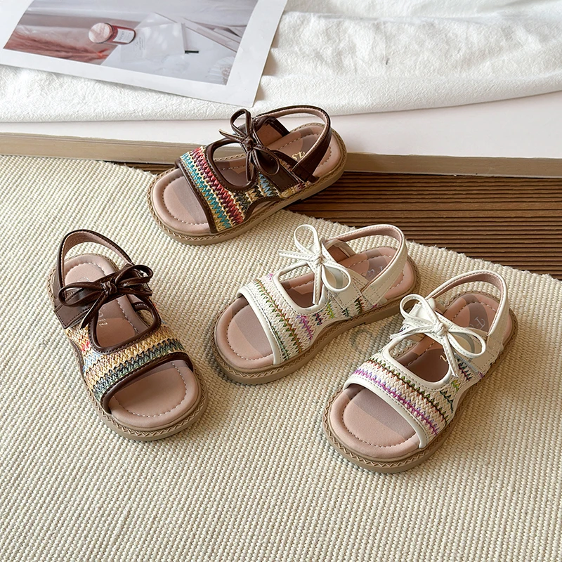 Mumoresip Girls Woven Strap Sandals Summer Bow Casual Shoes for Kids School Open-toe Breathable Children's Beach Flat Sandals
Mumoresip Girls Woven Strap Sandals Summer Bow Casual Shoes for Kids School Open-toe Breathable Children's Beach Flat Sandals