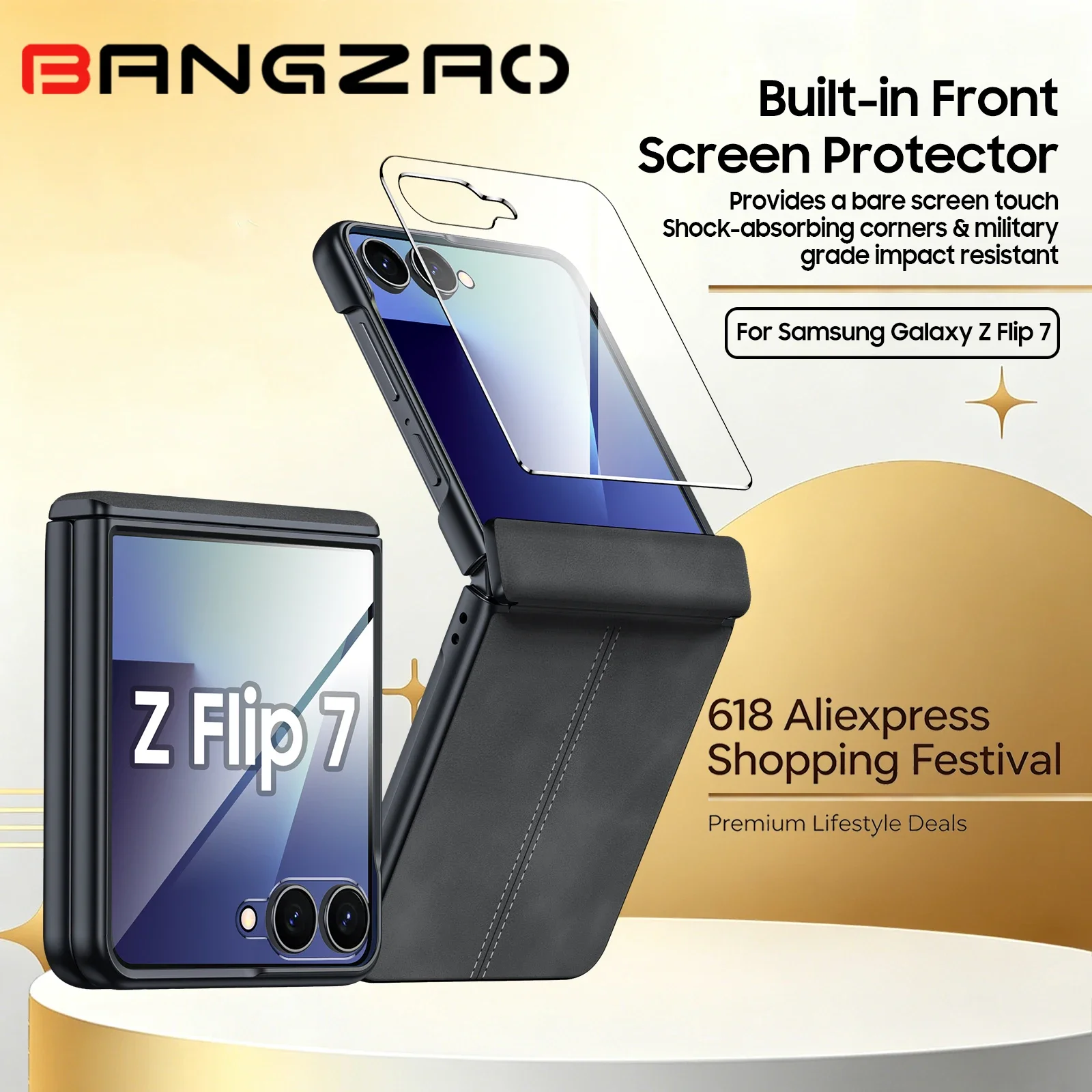 618 Sale For Samsung Galaxy Z Flip 7 Magnetic Hinge Leather Cover With 9H Screen Protector Wireless Charging-Black
618 Sale For Samsung Galaxy Z Flip 7 Magnetic Hinge Leather Cover With 9H Screen Protector Wireless Charging-Black