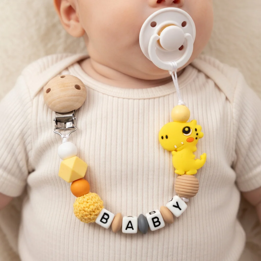 2026 Custom Personalized Name Handmade Pacifier Clip Holder Silicone Dinosaur Pacifier Chain Baby Teether Teether Chain Gift
2026 Custom Personalized Name Handmade Pacifier Clip Holder Silicone Dinosaur Pacifier Chain Baby Teether Teether Chain Gift