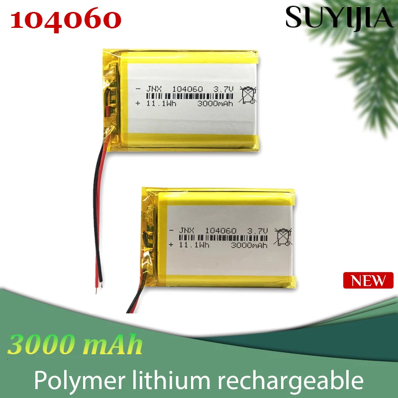 3.7V 3000mAh Lithium Polymer Rechargeable Battery 104060 for Tablet PC Camera GPS Navigator MP5 DVR Bluetooth Speaker Player
3.7V 3000mAh Lithium Polymer Rechargeable Battery 104060 for Tablet PC Camera GPS Navigator MP5 DVR Bluetooth Speaker Player