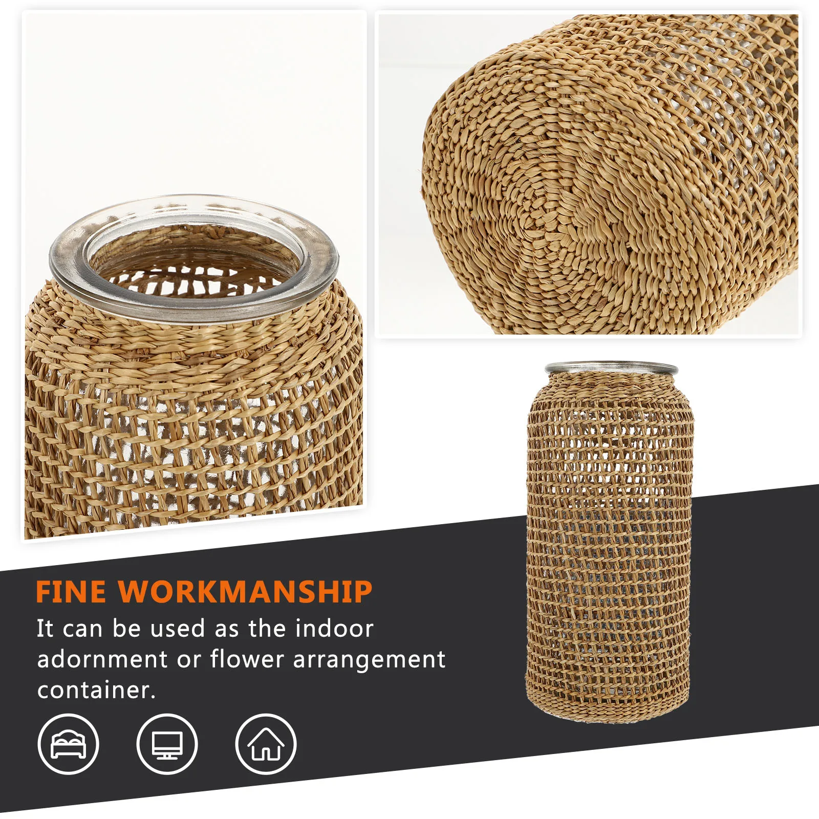 1 Large Straw Woven Vase Glass Flower Container Home Decor Dried Flower Adornment Rustic Style Fashionable Vase
1 Large Straw Woven Vase Glass Flower Container Home Decor Dried Flower Adornment Rustic Style Fashionable Vase