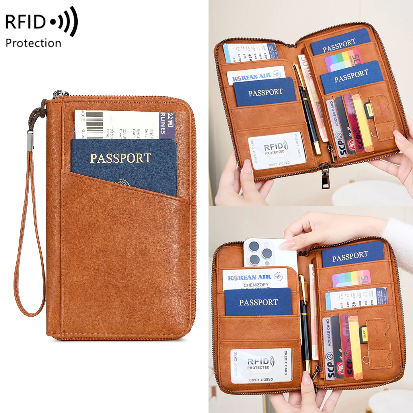Family Passport Holder for 5, Leather RFID Blocking Multiple Passport Holder Wallet with Zipper, Travel Document Organizer
Family Passport Holder for 5, Leather RFID Blocking Multiple Passport Holder Wallet with Zipper, Travel Document Organizer