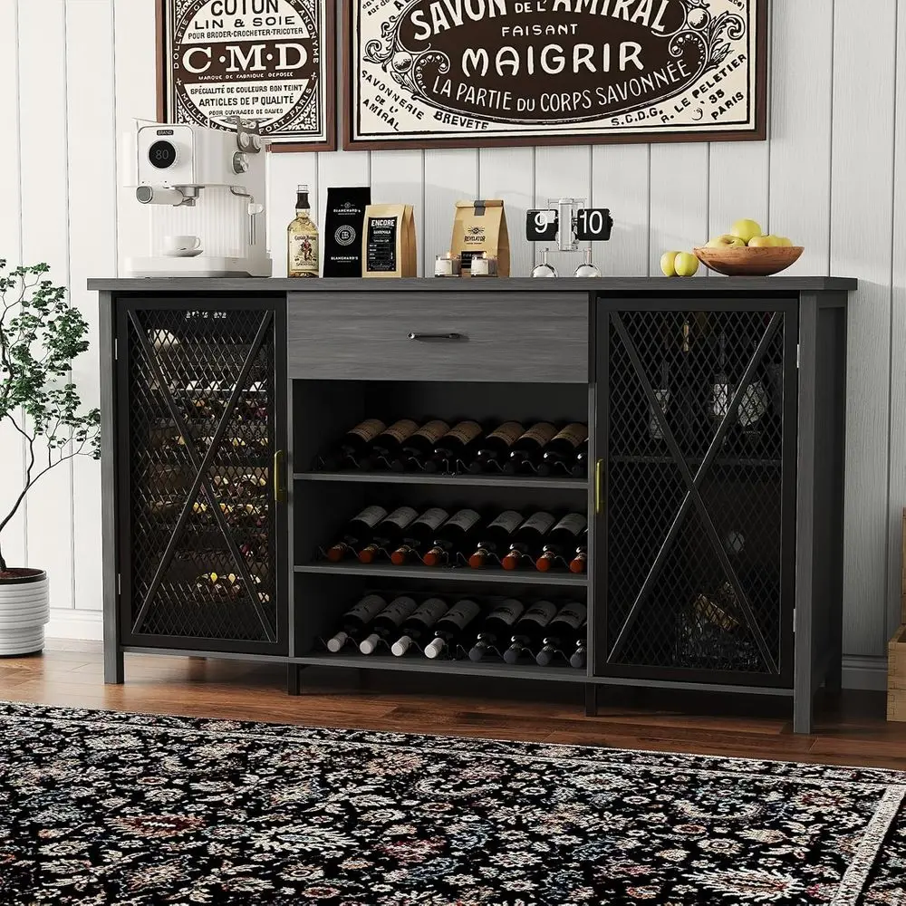 71 Coffee Bar Cabinet with Mini Ridge Storage, 21-Bottle Liquor Rack, Suitable for Home, Kitchen, Dining Room - Black
71 Coffee Bar Cabinet with Mini Ridge Storage, 21-Bottle Liquor Rack, Suitable for Home, Kitchen, Dining Room - Black