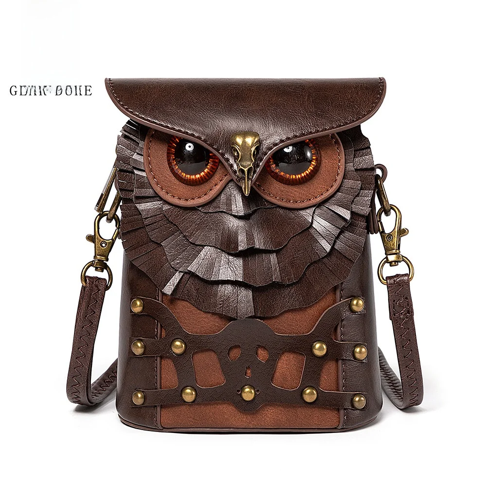 Steam Punk Ladies Single Shoulder Crossbody Bag Owl Waist Bag Belt Collision Color Rivet PU Leather Mobile Phone Bag Vertical
Steam Punk Ladies Single Shoulder Crossbody Bag Owl Waist Bag Belt Collision Color Rivet PU Leather Mobile Phone Bag Vertical