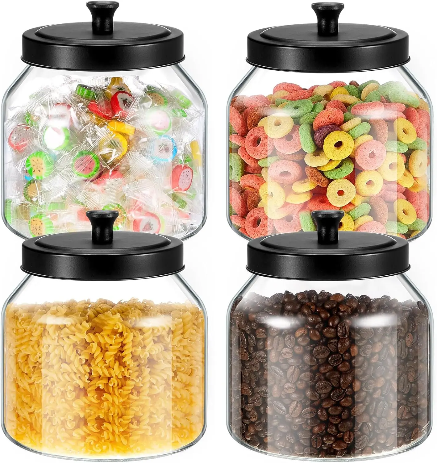 67 oz Glass Canister Set with Black Lids - Kitchen Organizer Food Jars for Candy Coffee Cookies
67 oz Glass Canister Set with Black Lids - Kitchen Organizer Food Jars for Candy Coffee Cookies