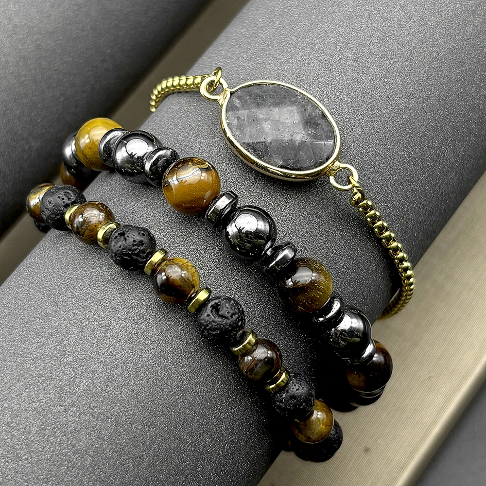 Tiger Eye Stone Multi-layered Bracelets for Women Men Stainless Steel Gold Color Hematite Beaded Hand Chain Healing Jewelry Gift
Tiger Eye Stone Multi-layered Bracelets for Women Men Stainless Steel Gold Color Hematite Beaded Hand Chain Healing Jewelry Gift
