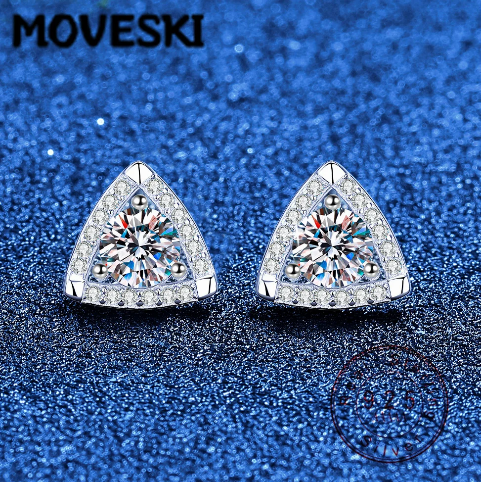 925 Sterling Silver Moissanite Stud Earrings for Women Triangle Halo Design Sparkling Fine Jewelry Wedding Party Gift
925 Sterling Silver Moissanite Stud Earrings for Women Triangle Halo Design Sparkling Fine Jewelry Wedding Party Gift