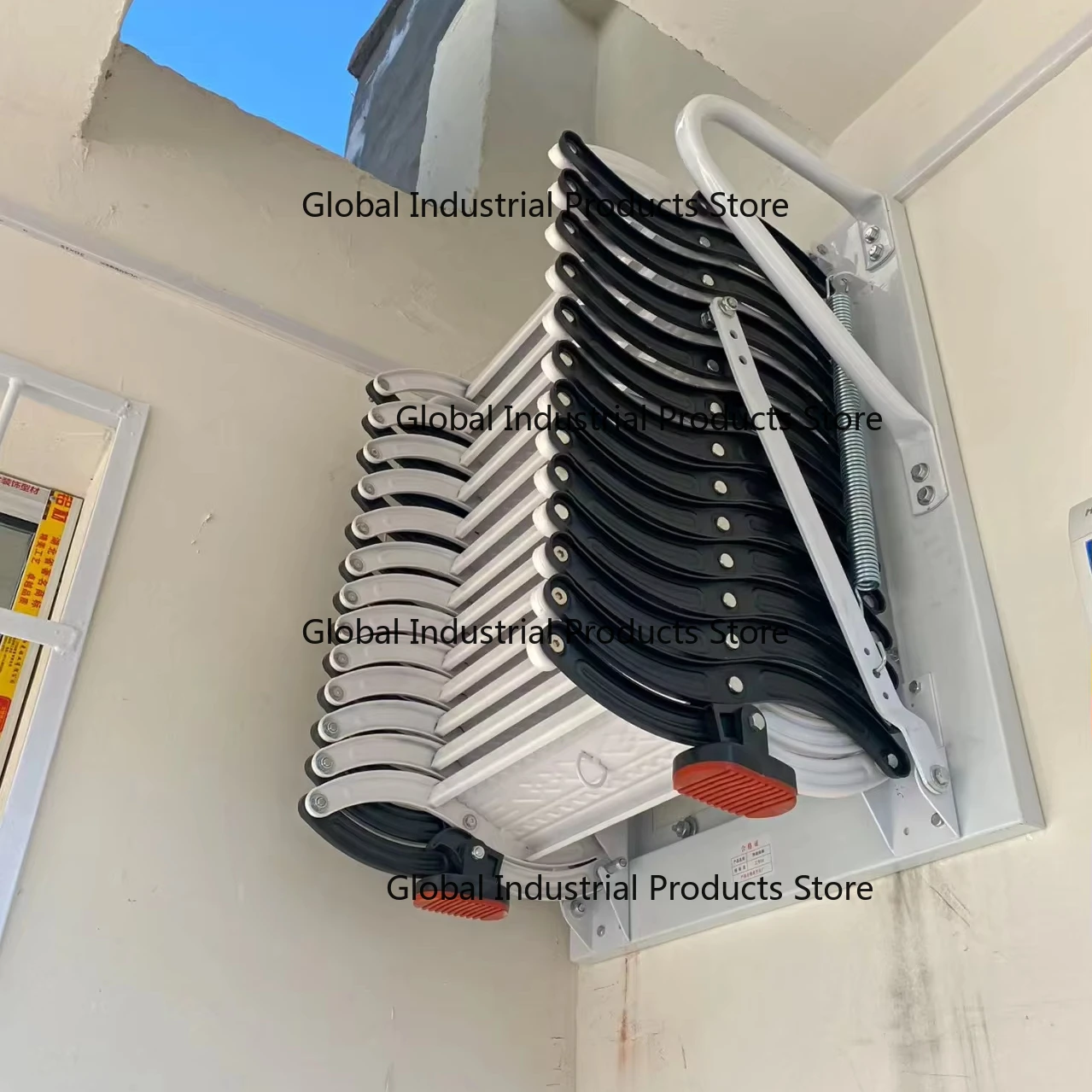 Wall-Mounted Magnesium Alloy Retractable Ladder Space-Efficient Solution for Apartments & Offices