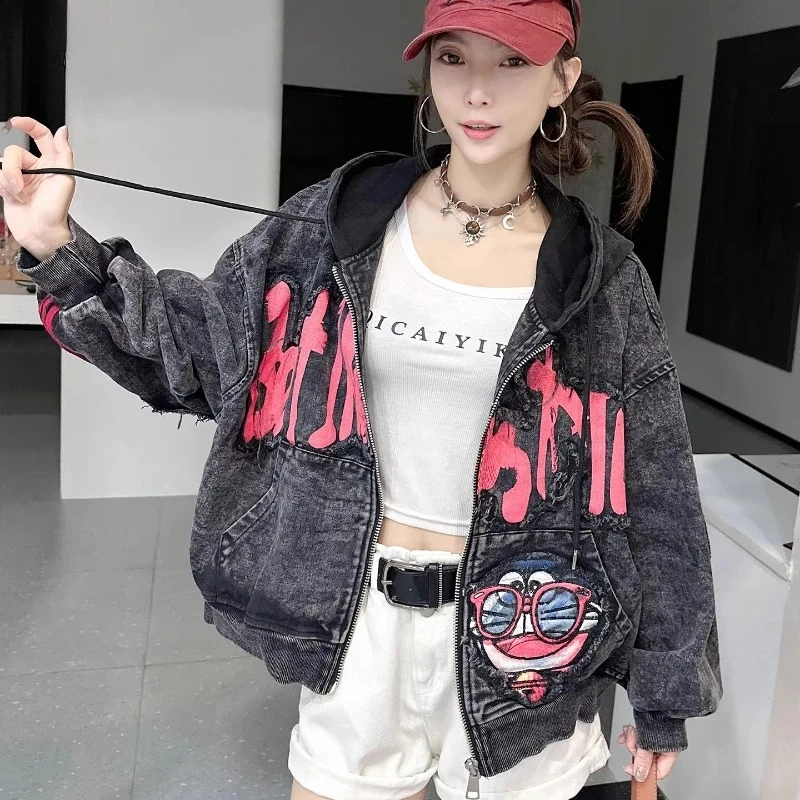 2025 Cartoon Denim Jacket for Adults Teens - Heavy-Duty Patchwork Embroidery Hooded Coat, Luxury Street Style Casual Wear
2025 Cartoon Denim Jacket for Adults Teens - Heavy-Duty Patchwork Embroidery Hooded Coat, Luxury Street Style Casual Wear