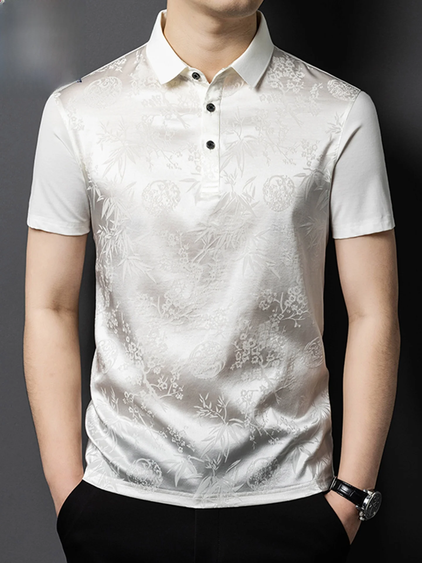 Шелковая мужская повседневная деловая футболка с отложным воротником для среднего возраста, из натурального шелка, верхняя одежда
Шелковая мужская повседневная деловая футболка с отложным воротником для среднего возраста, из натурального шелка, верхняя одежда