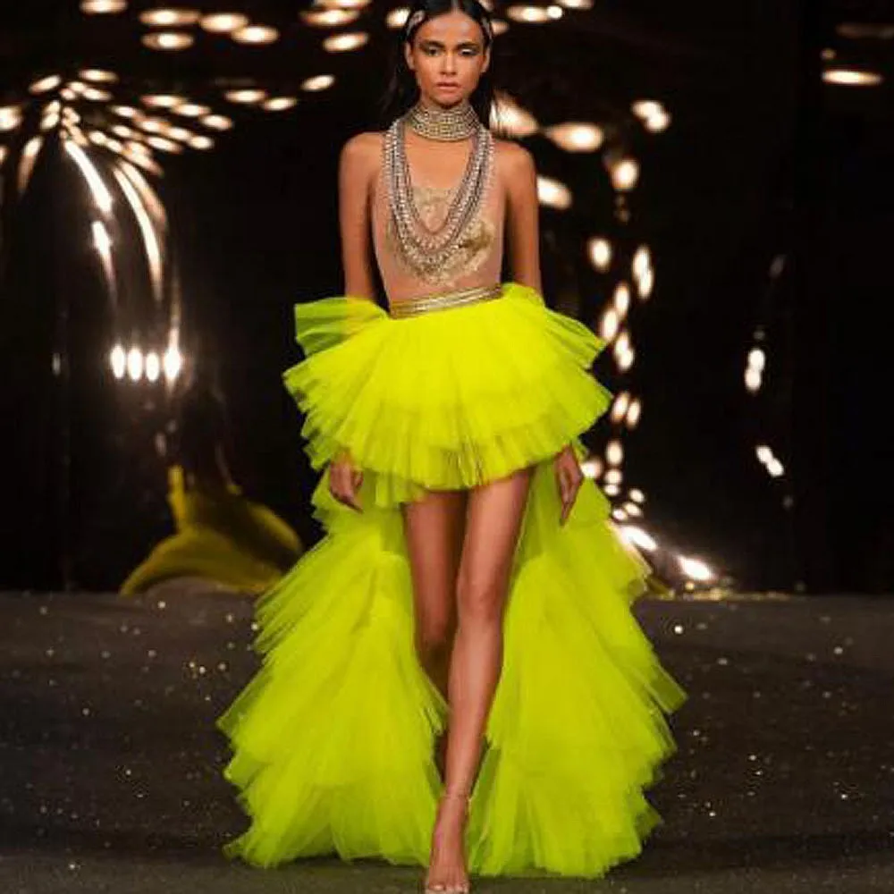 Fluorescent Green High Low Skirts For Women faldas para mujeres High Waist Tiered Tulle Skirt
Fluorescent Green High Low Skirts For Women faldas para mujeres High Waist Tiered Tulle Skirt
