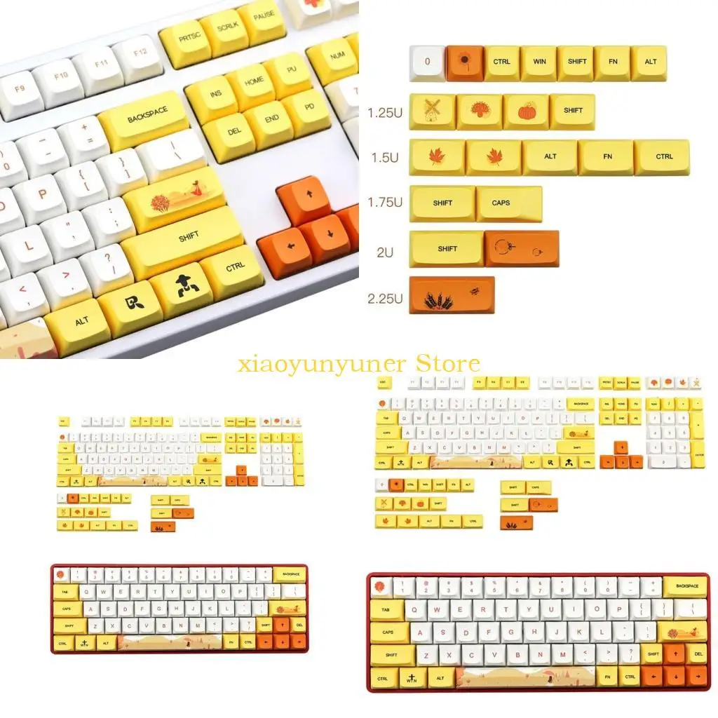 P9JB Autumn Keycaps PBT Dye Sublimation Process Keycap 129Key XDA Profile for Mechanical Keyboards Installation