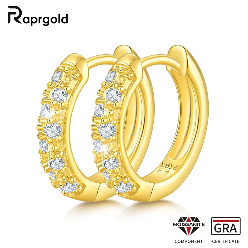 RAPRGOLD GRA Certified Sparkling Moissanite Hoop Earring for Women S925 Sterling Silver Huggie Earring Jewelry Gifts Pendientes
RAPRGOLD GRA Certified Sparkling Moissanite Hoop Earring for Women S925 Sterling Silver Huggie Earring Jewelry Gifts Pendientes