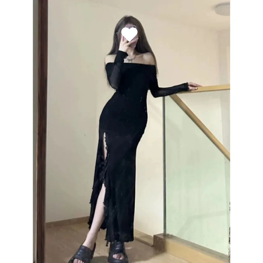 【New style】Pure desire style black dress hot girl mesh long split women spring summer and spring one-word simple commuting dres
【New style】Pure desire style black dress hot girl mesh long split women spring summer and spring one-word simple commuting dres