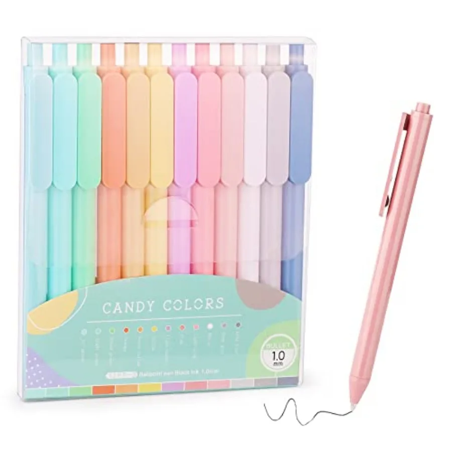 12-Pcs Ballpoint Pens, Comfortable Writing, Pastel Retractable Pretty Journaling, Black Ink Medium Point 1.0 mm Gift, Cute Offi
12-Pcs Ballpoint Pens, Comfortable Writing, Pastel Retractable Pretty Journaling, Black Ink Medium Point 1.0 mm Gift, Cute Offi