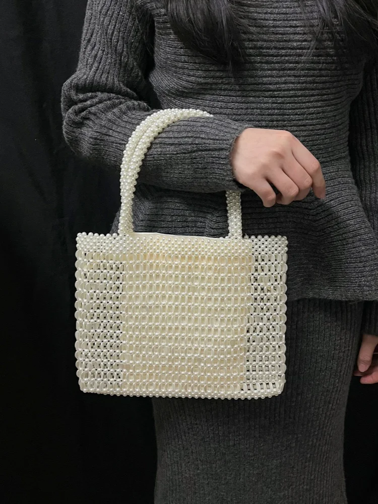 Summer Handmade Woven Bead Bag Retro Metal Shiny Acrylic Knitted Bag Women's Large Capacity Shopping Bag Hollow Out Tote Bag
Summer Handmade Woven Bead Bag Retro Metal Shiny Acrylic Knitted Bag Women's Large Capacity Shopping Bag Hollow Out Tote Bag
