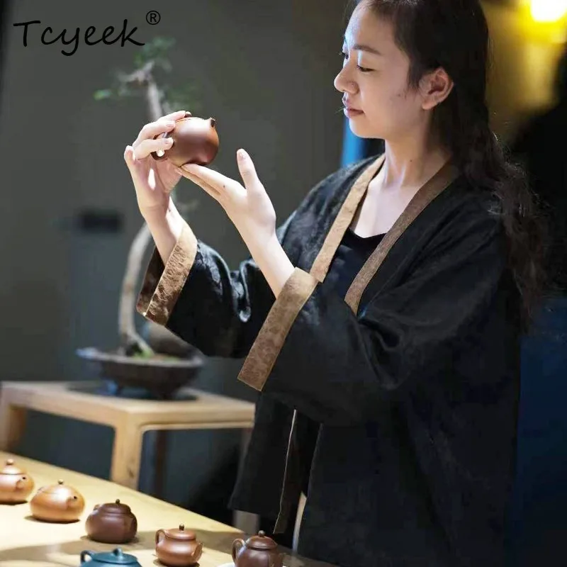 Tcyeek 100% Real Mulberry Silk Woman Tops 2026 Spring High-quality Chinese-style Elegant Black Coat Woman Clothing Ropa De Mujer
Tcyeek 100% Real Mulberry Silk Woman Tops 2026 Spring High-quality Chinese-style Elegant Black Coat Woman Clothing Ropa De Mujer
