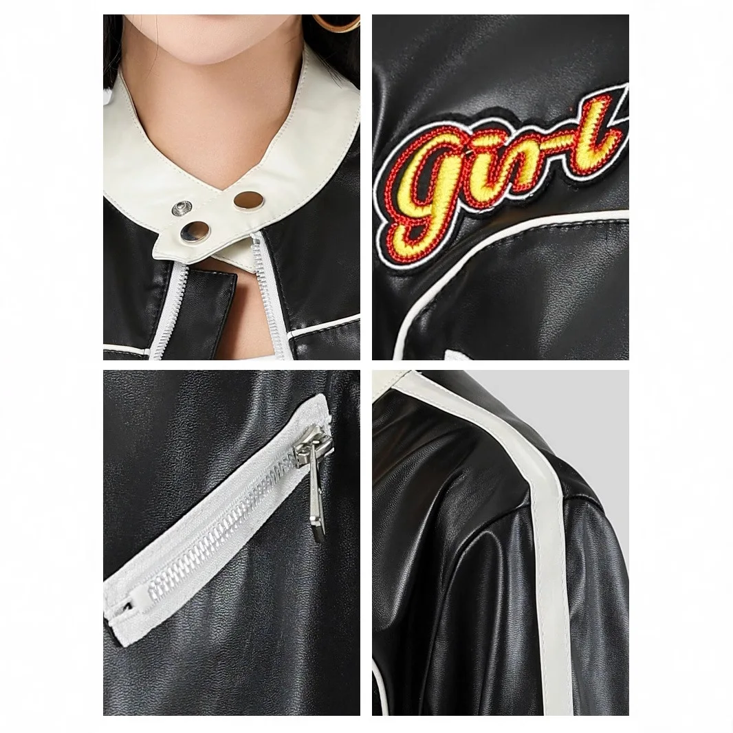 Street Sle Biker Jaet Women's ort Leather Coat Sexy Spicy Girl Color Blo Personali Cross-Border Leather irt 
Street Sle Biker Jaet Women's ort Leather Coat Sexy Spicy Girl Color Blo Personali Cross-Border Leather irt
