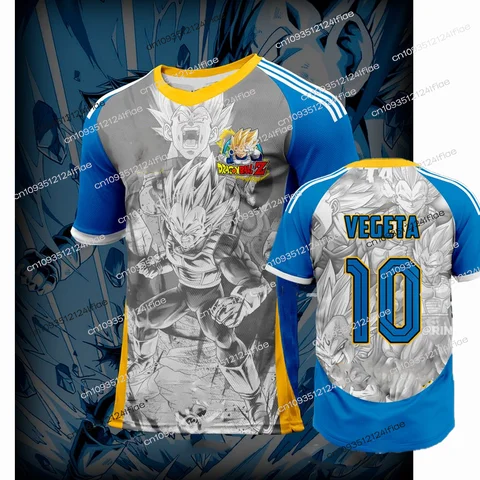 2025 New Arrival Japanese Anime Dragon Ball Z Special Production Football Jersey T-shirt Vegeta 3D Printed Short Sleeve Top