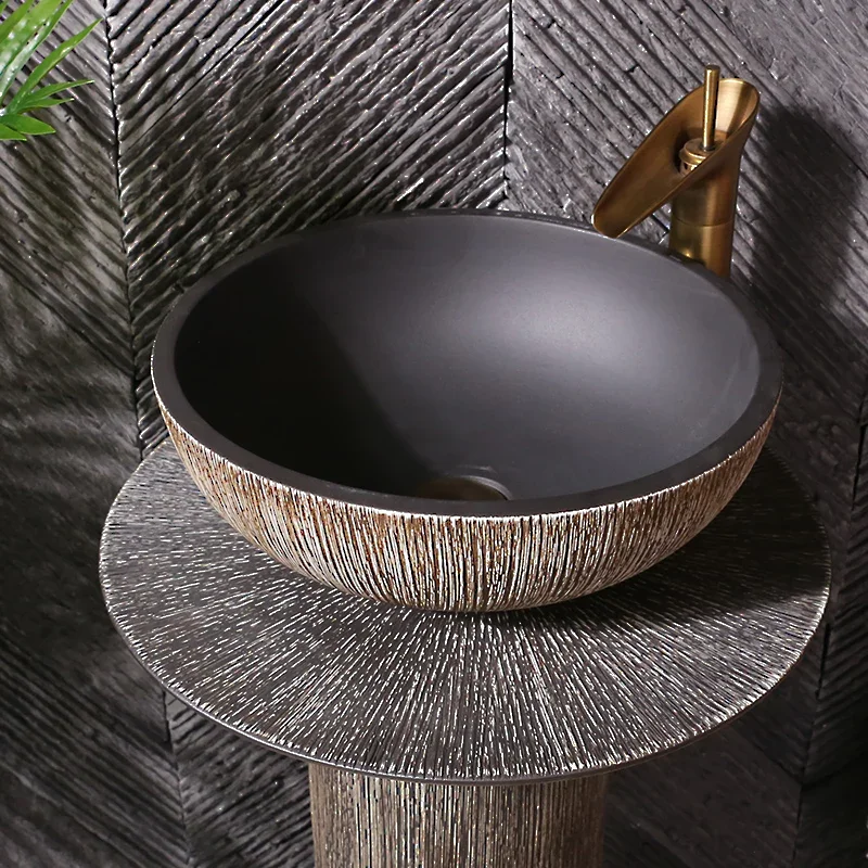 ~Brown Vertical Pattern Inter-Platform Basin Floor Column Inter-Platform Basin Ceramic Column Washbasin Outdoor Wash Basin
~Brown Vertical Pattern Inter-Platform Basin Floor Column Inter-Platform Basin Ceramic Column Washbasin Outdoor Wash Basin