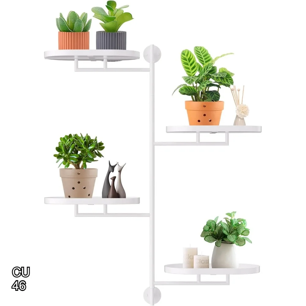 4-Tier Rotating Window Plant Shelf for Indoor, White Metal Corner Plant Stand for Wall, Floating Hanger for Multiple Plants
4-Tier Rotating Window Plant Shelf for Indoor, White Metal Corner Plant Stand for Wall, Floating Hanger for Multiple Plants