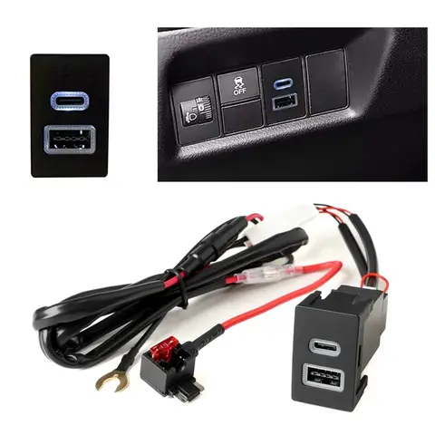 For Honda new CRV BREEZE 4 generation Feiduo Goshi Pai URV QC3.0 Car Charger USB TYPE-C PD Phone Charge Adapt with Cable