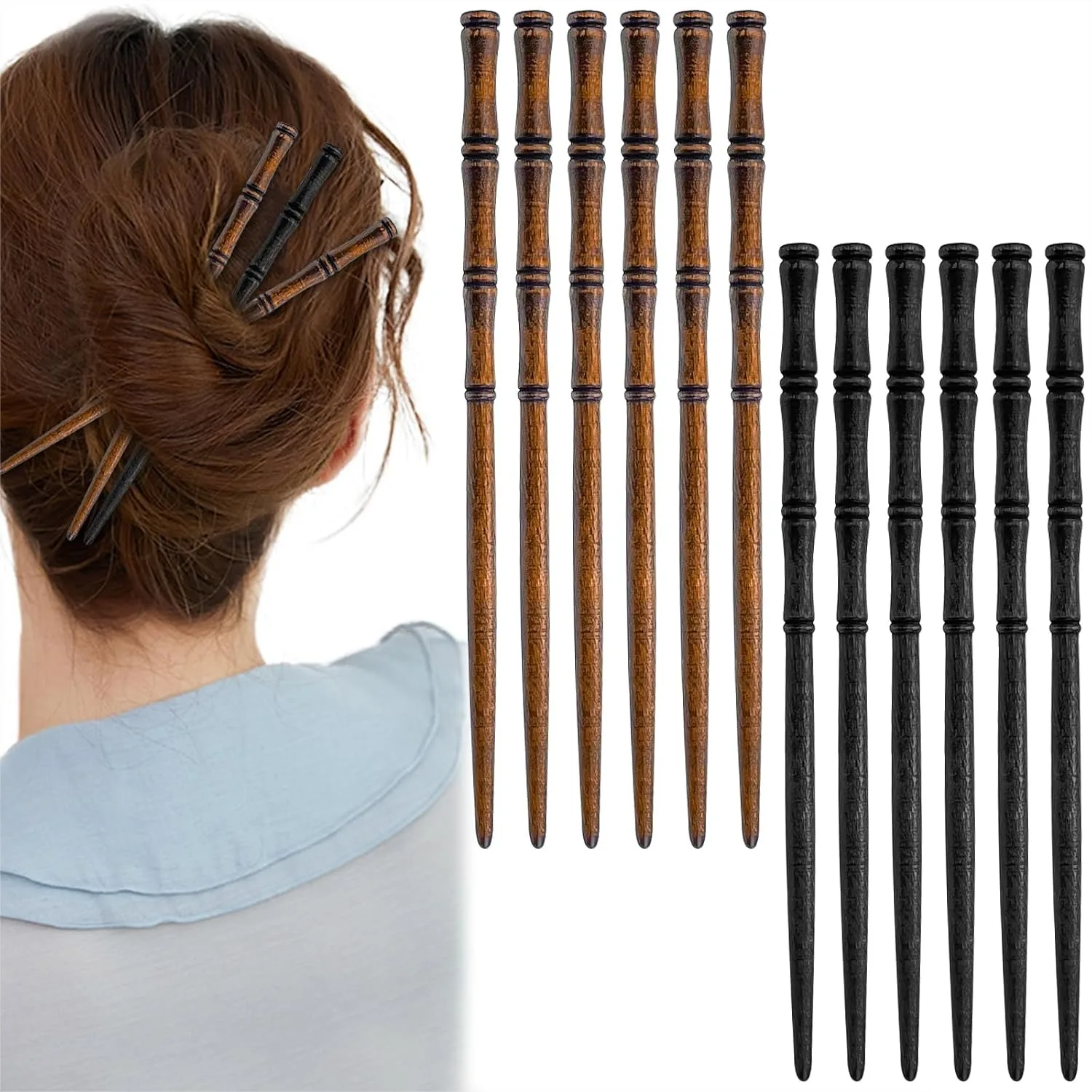 12 Pcs Vintage Wood Hair Sticks Bamboo Shape Hair Chopsticks Japanese Chinese Hairpin Retro Hair Forks Hanfu Pins Bun Holders For Long Hair Women
12 Pcs Vintage Wood Hair Sticks Bamboo Shape Hair Chopsticks Japanese Chinese Hairpin Retro Hair Forks Hanfu Pins Bun Holders For Long Hair Women