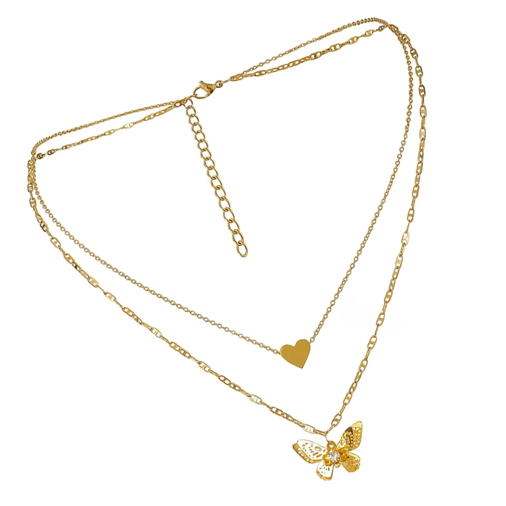 1Pcs Titanium Steel Gold Plated Necklace Double-Layer Heart Shaped Pendant Elegant Jewelry for Party Wedding Gift
1Pcs Titanium Steel Gold Plated Necklace Double-Layer Heart Shaped Pendant Elegant Jewelry for Party Wedding Gift