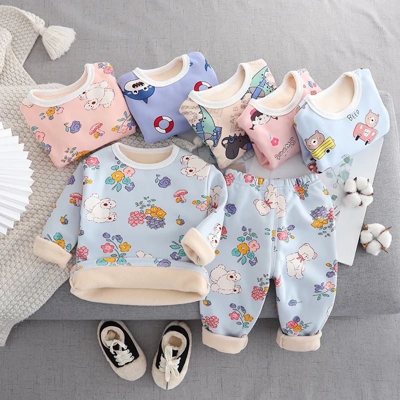 Children Warm Clothes Sets Autumn Winter 2025 Boys Girls Thick Velvet T-shirts Pants 2pcs Home Waer Suit For Baby Tracksuits Kid
Children Warm Clothes Sets Autumn Winter 2025 Boys Girls Thick Velvet T-shirts Pants 2pcs Home Waer Suit For Baby Tracksuits Kid
