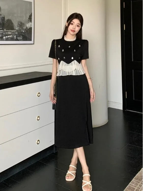 plus Size Summer Black round Neck Dress Luxury Style Slimming Long Dress for Women Cover up Clothes Breathable Skin-Friendly
plus Size Summer Black round Neck Dress Luxury Style Slimming Long Dress for Women Cover up Clothes Breathable Skin-Friendly