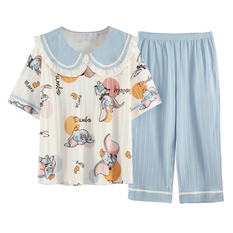 Spring And Autumn New Style Pajamas Women's Cotton Thin Doll Collar Sweet Lovely Cartoon Short Sleeve Capri Pants Set Summer
Spring And Autumn New Style Pajamas Women's Cotton Thin Doll Collar Sweet Lovely Cartoon Short Sleeve Capri Pants Set Summer