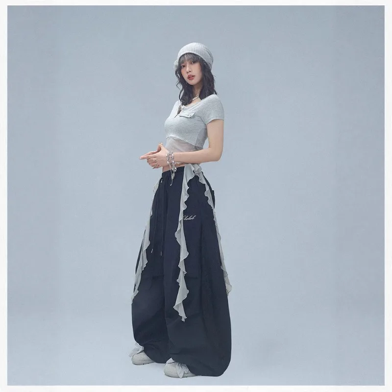 Women's Lace Splicing Jazz Sports Trousers Hip-hop Wide-leg Trousers American Hip-hop Tide Summer Quick-drying Scimitar Pants
Women's Lace Splicing Jazz Sports Trousers Hip-hop Wide-leg Trousers American Hip-hop Tide Summer Quick-drying Scimitar Pants