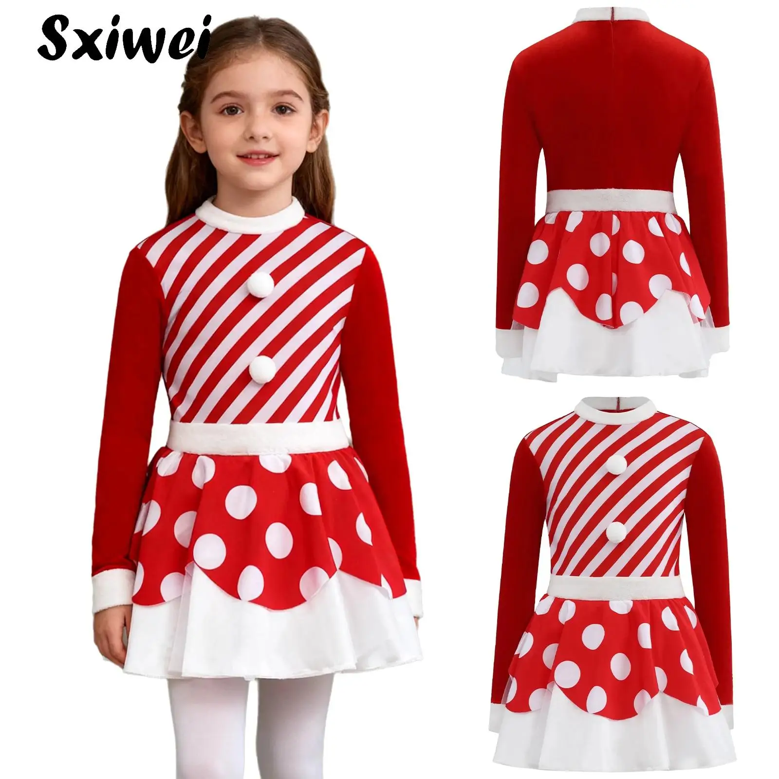 Girls Candy Cane Santa Claus Costume Christmas Dance Performance Dress Velvet Princess Party Ballet Tutu Figure Skating Dresses
Girls Candy Cane Santa Claus Costume Christmas Dance Performance Dress Velvet Princess Party Ballet Tutu Figure Skating Dresses