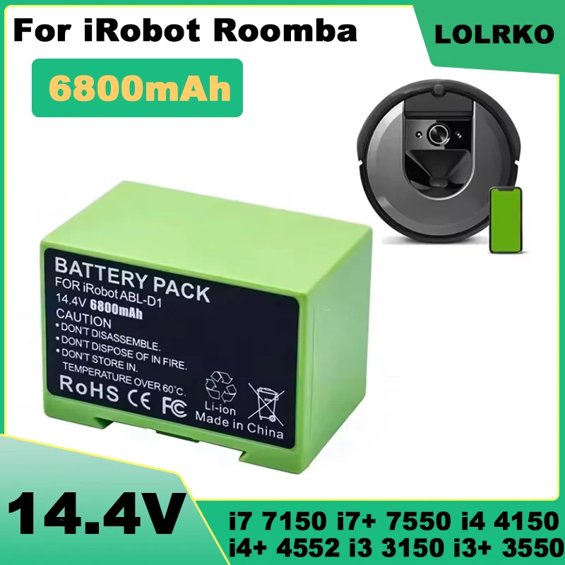 For iRobot Roomba i7 Rechargeable Battery 14.4V 12800mAh For i3 i4 i5 i6 i7 i8 J7 E5 Series Vacuum Cleaner Replacement Battery
For iRobot Roomba i7 Rechargeable Battery 14.4V 12800mAh For i3 i4 i5 i6 i7 i8 J7 E5 Series Vacuum Cleaner Replacement Battery